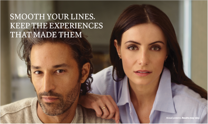 Male and female Rolling Hills Dental patient smiles at the camera showing off botox