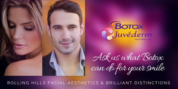 Male and female Rolling Hills Dental patient smiles at the camera showing off botox